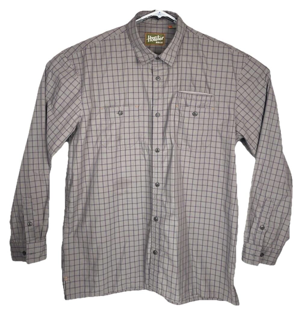 Howler Bros Mens Fishing Shirt Long Sleeve Button Down XL Performance Gray Plaid